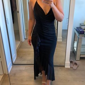 Black halter evening gown